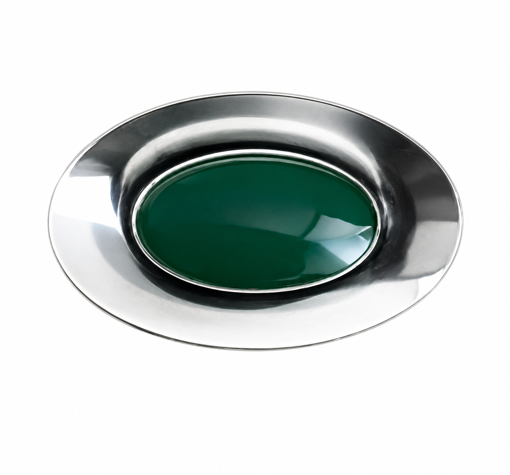 Niels Erik From Chrysoprase Brooch Sterling Silver 925S Danish Scandinavian Modernist Vintage Jewellery