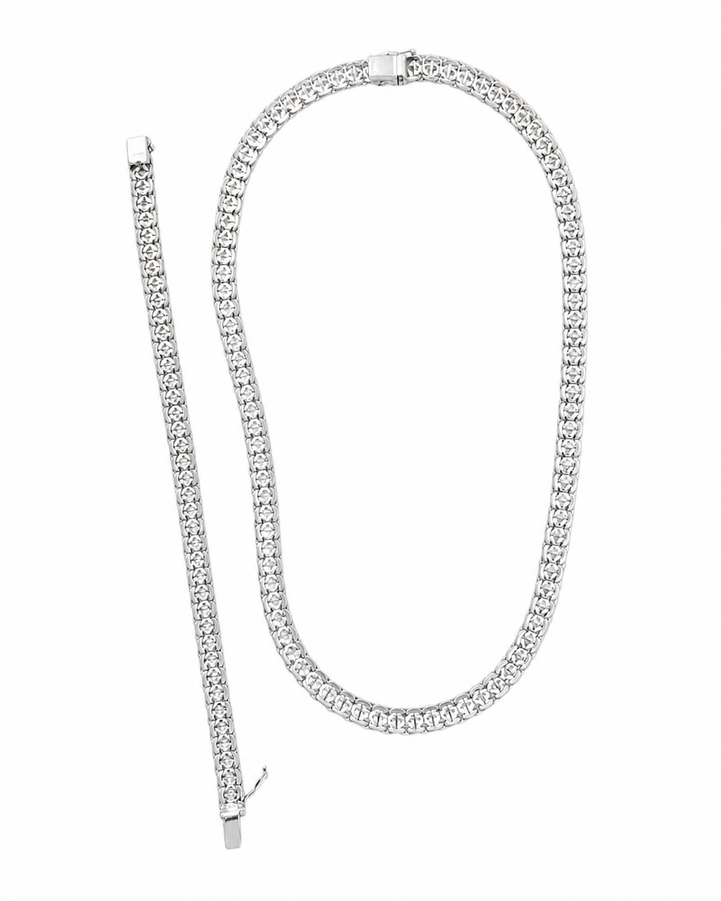 Vintage Silver Rhodium Plated  Set of Necklace and Bracelet.