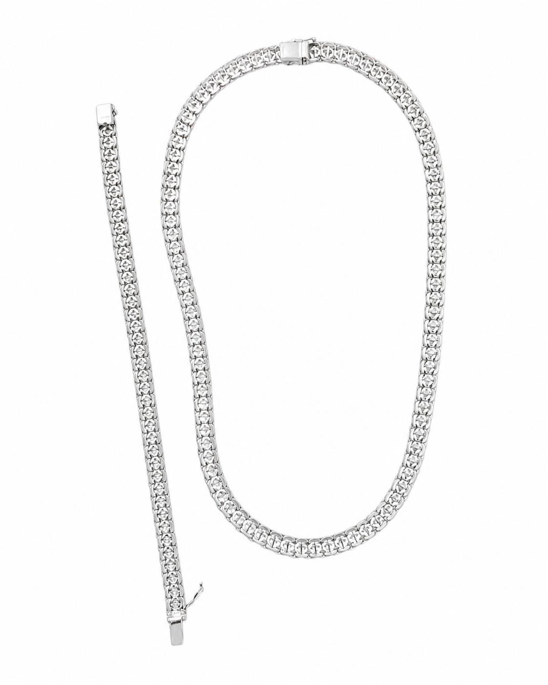 Vintage Silver Rhodium Plated  Set of Necklace and Bracelet.