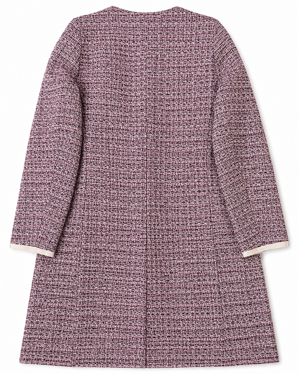 Weekend Max Mara Tweed Coat Jacket Collarless Burgundy Cotton Blend Italy 44 / UK 16