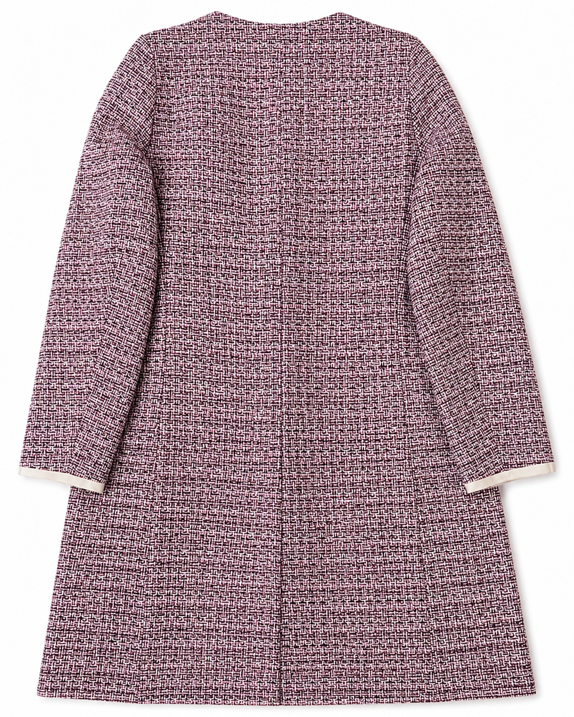 Weekend Max Mara Tweed Coat Jacket Collarless Burgundy Cotton Blend Italy 44 / UK 16