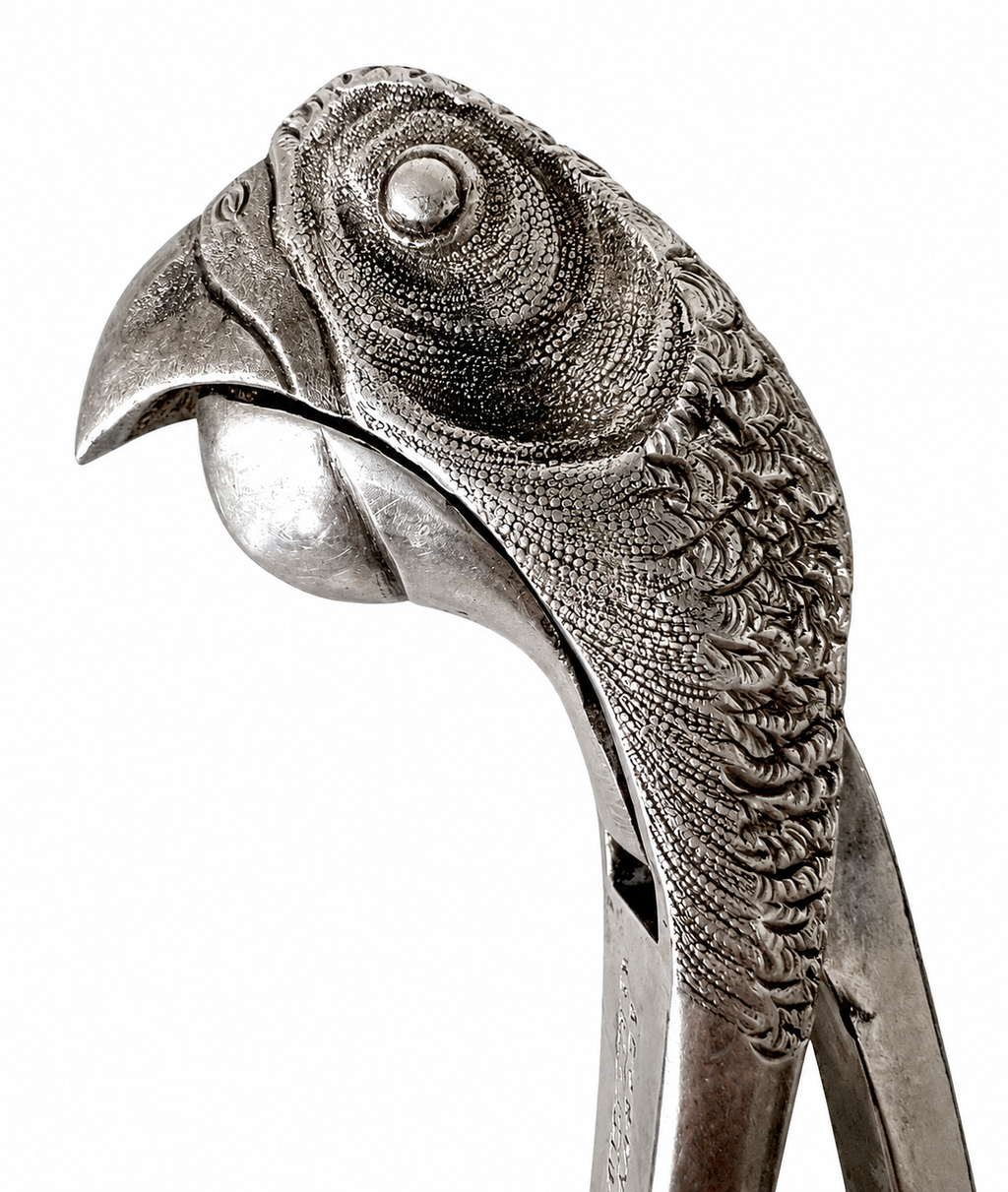 Early 20th Century Asprey Novelty Silver Plated Parrot Head Nutcracker, 1912
