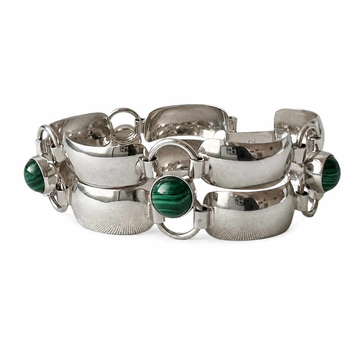 Vintage Silver & Malachite Modernist Bracelet – Katja Lührs Lübeck KLS Scandinavian Design