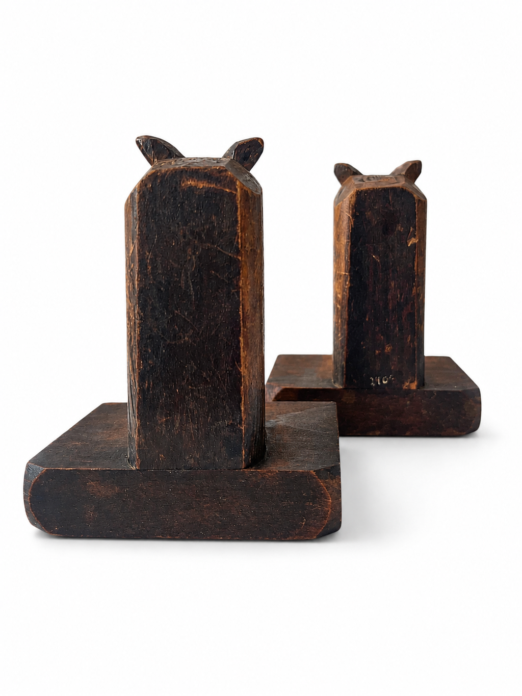Vintage Hand-Carved Owl Bookends, 1960s–1970s Wooden Bookends