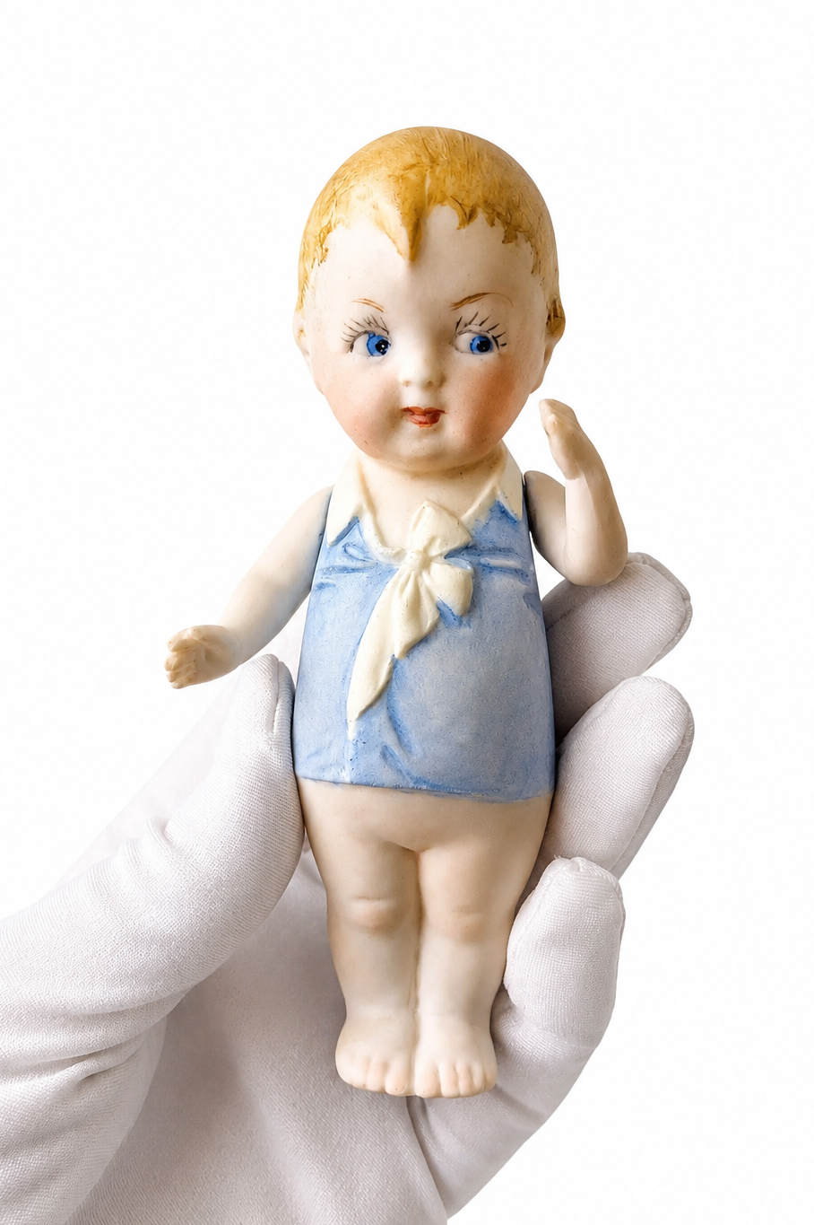 Antique German Bisque Porcelain Sailor Child Doll Figure Thuringia 1890s 12.5 cm
