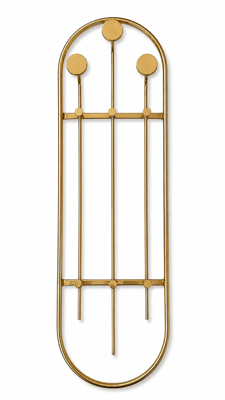 Vintage Brass Wall Mounted Coat Rack, French Mid-Century Modern, 1970s