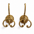 Pair Large Ornate Brass Wall Hooks, Vintage Coat Hat Towel Hangers