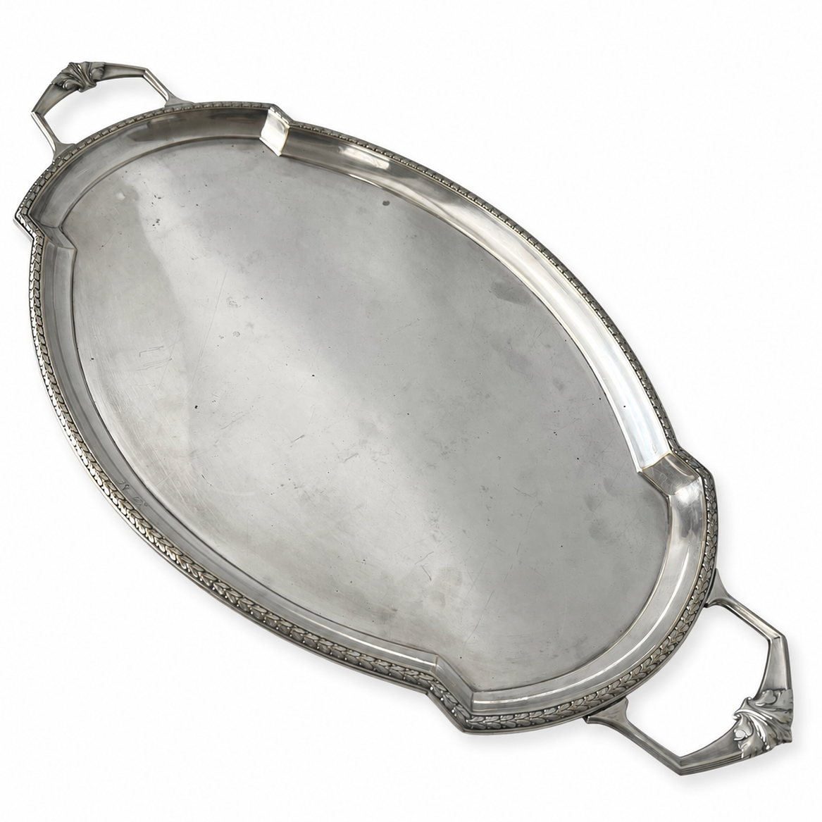 WMF Antique Silverplate Oval Serving Tray, Germany c.1903–1910, Ostrich Mark
