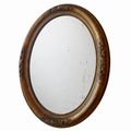 Antique Oval Gilded Wooden Beveled Mirror, Early 20th Century