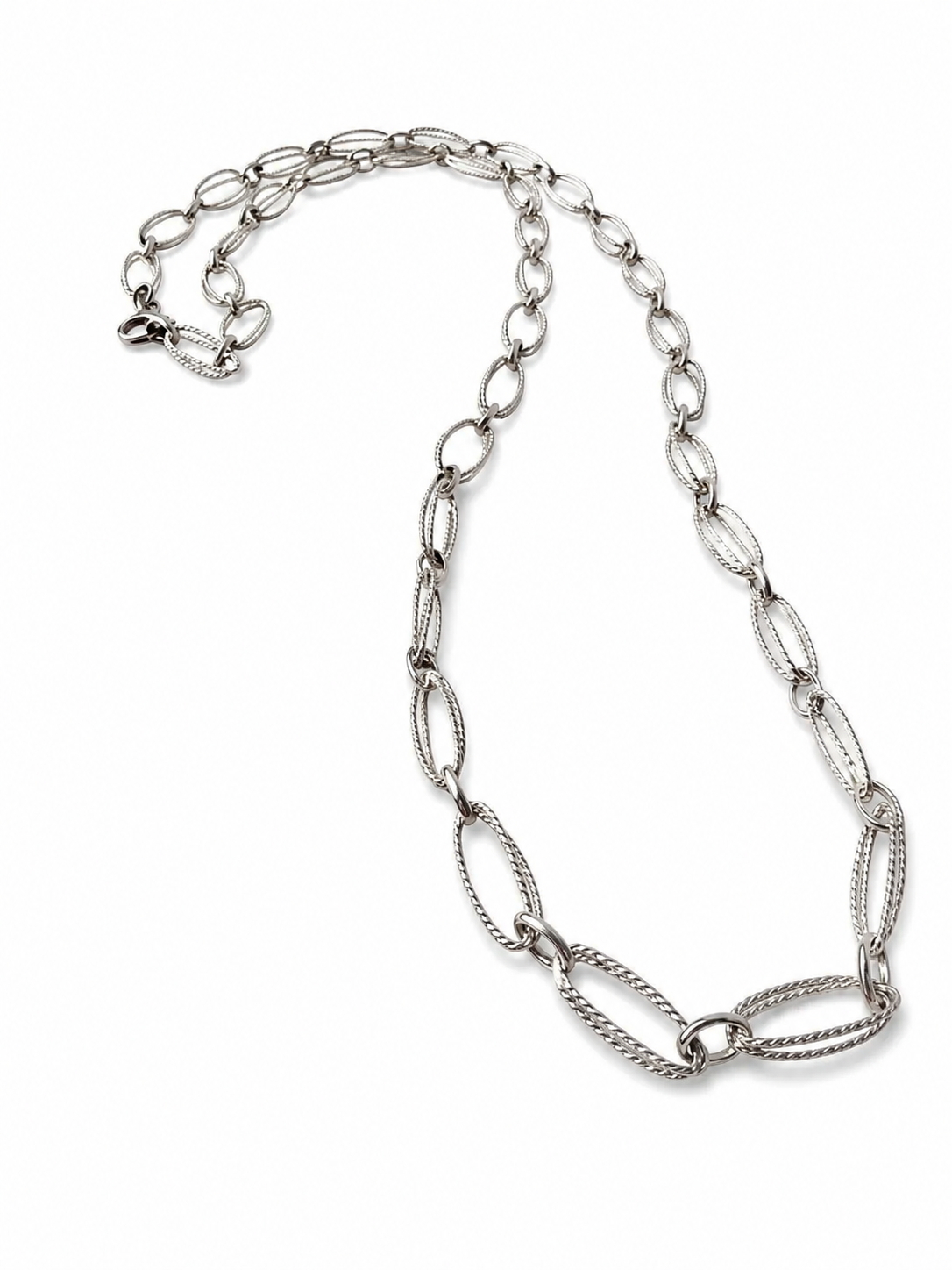 Vintage 835 Silver Oval Link Chain Necklace.