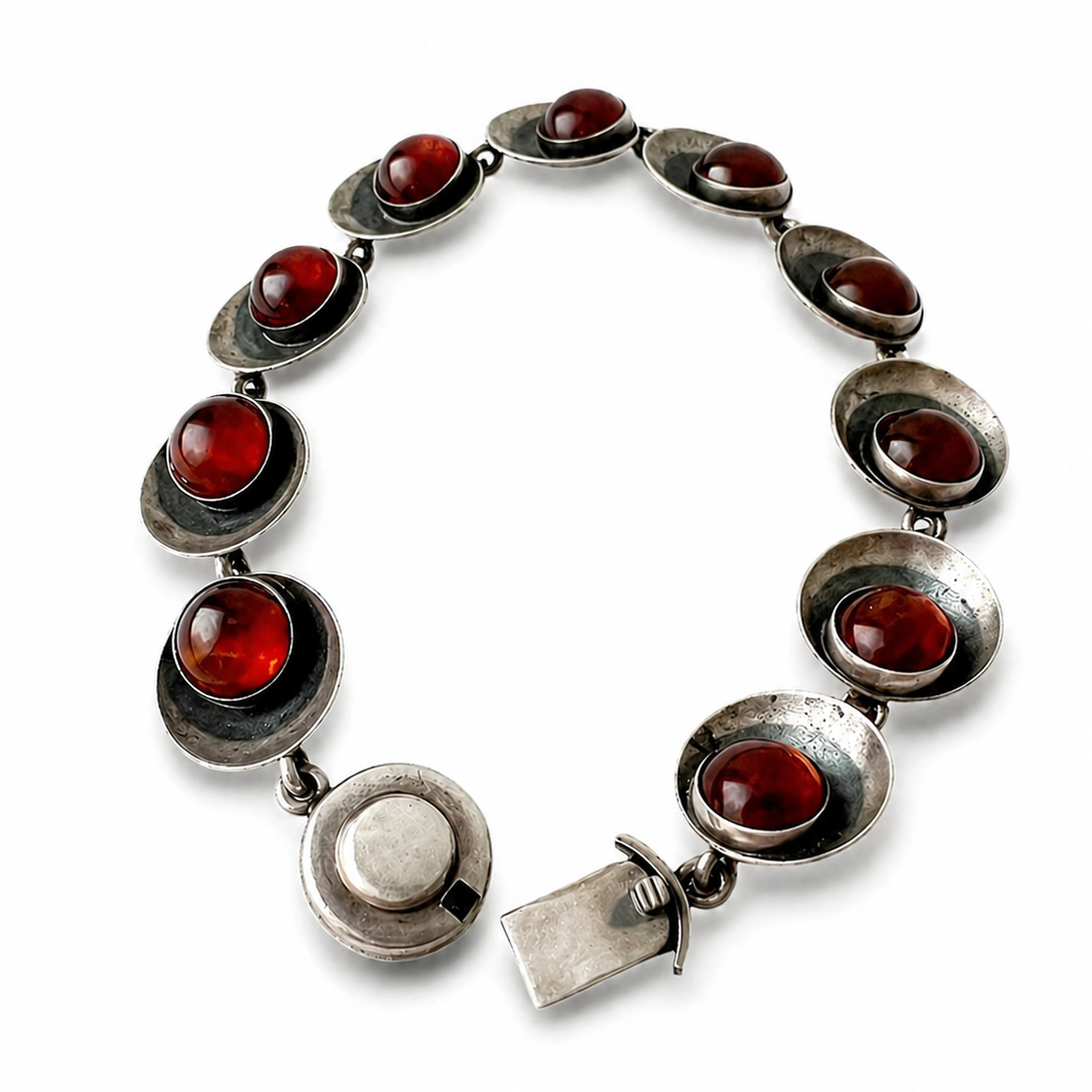 Vintage Niels Erik From Sterling Silver Amber Bracelet, Danish Modernist 925S Jewellery
