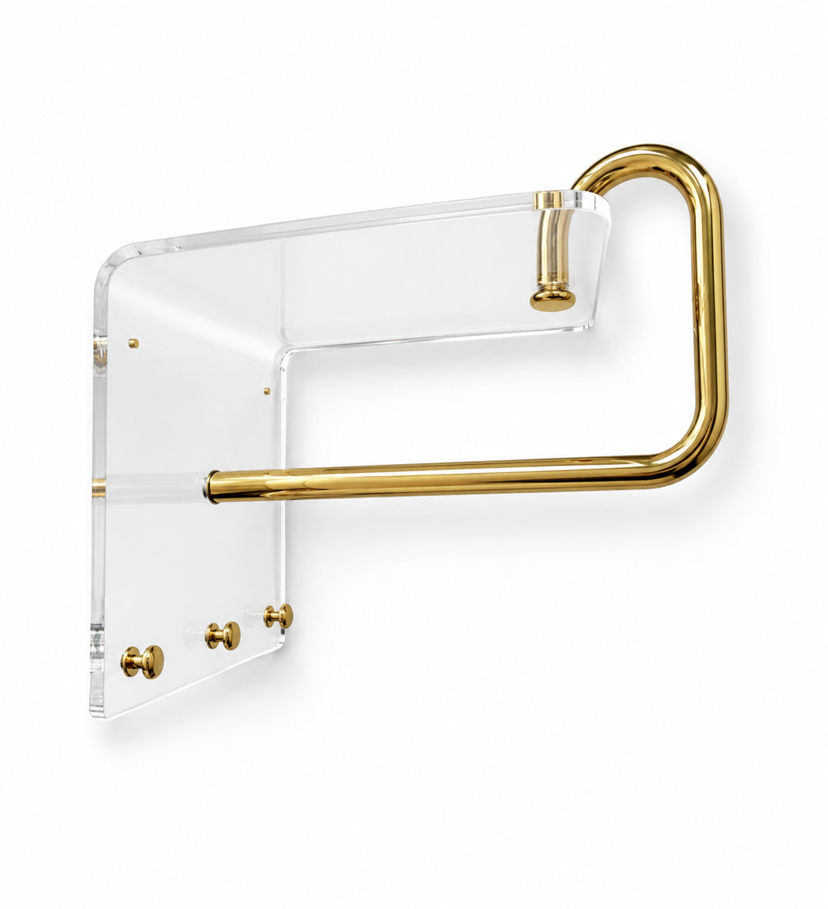 Mid-Century Modern Acrylic Brass Wall Rack Coat Hooks & Hanger Bar