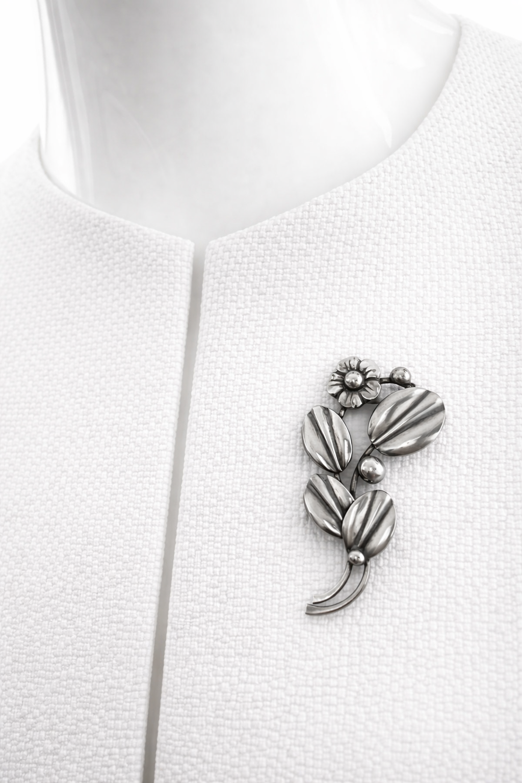 Vintage Danish Sterling Silver Floral Brooch Hermann Siersbøl Mid Century Scandinavian Pin
