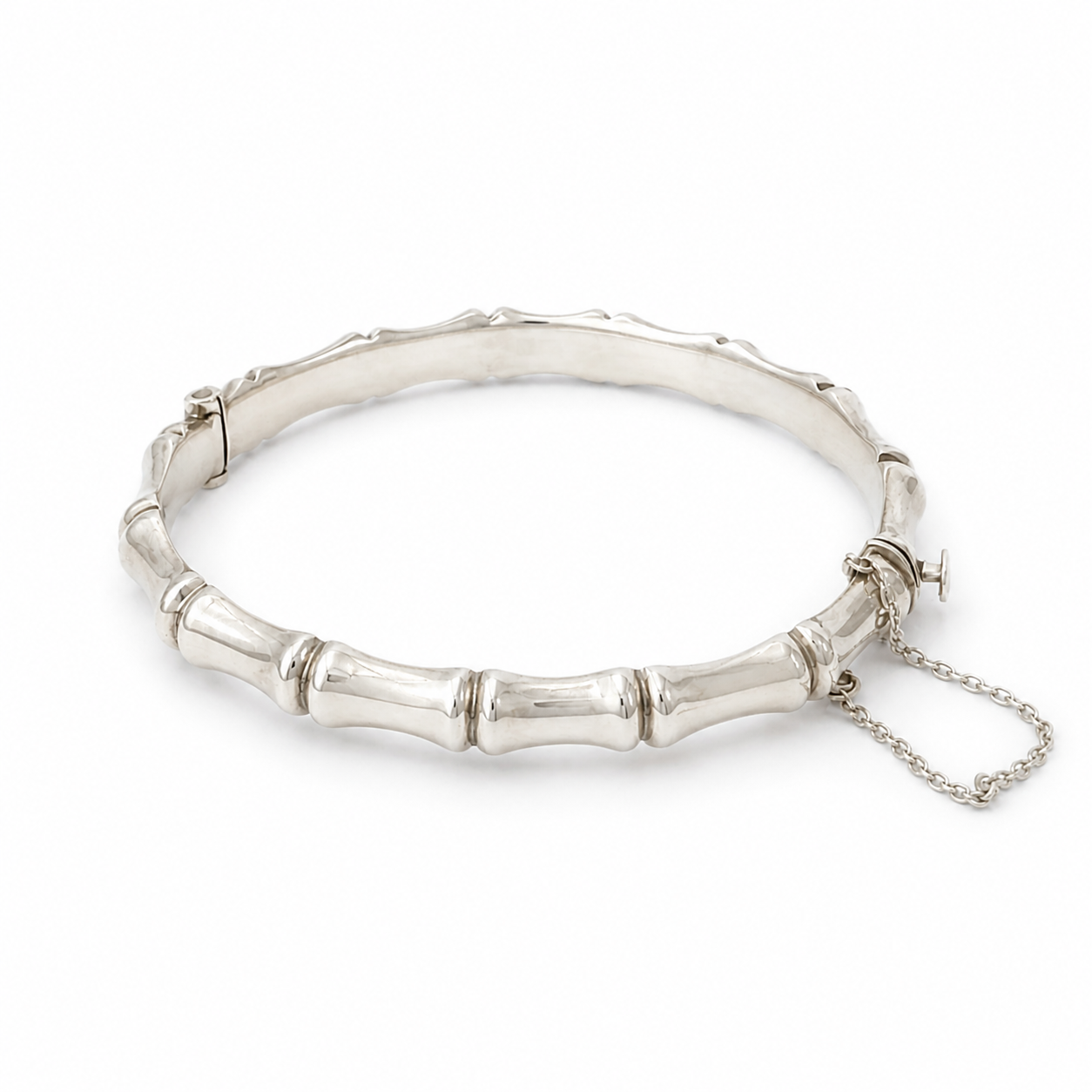 Vintage London Sterling Silver Bamboo Bangle Bracelet