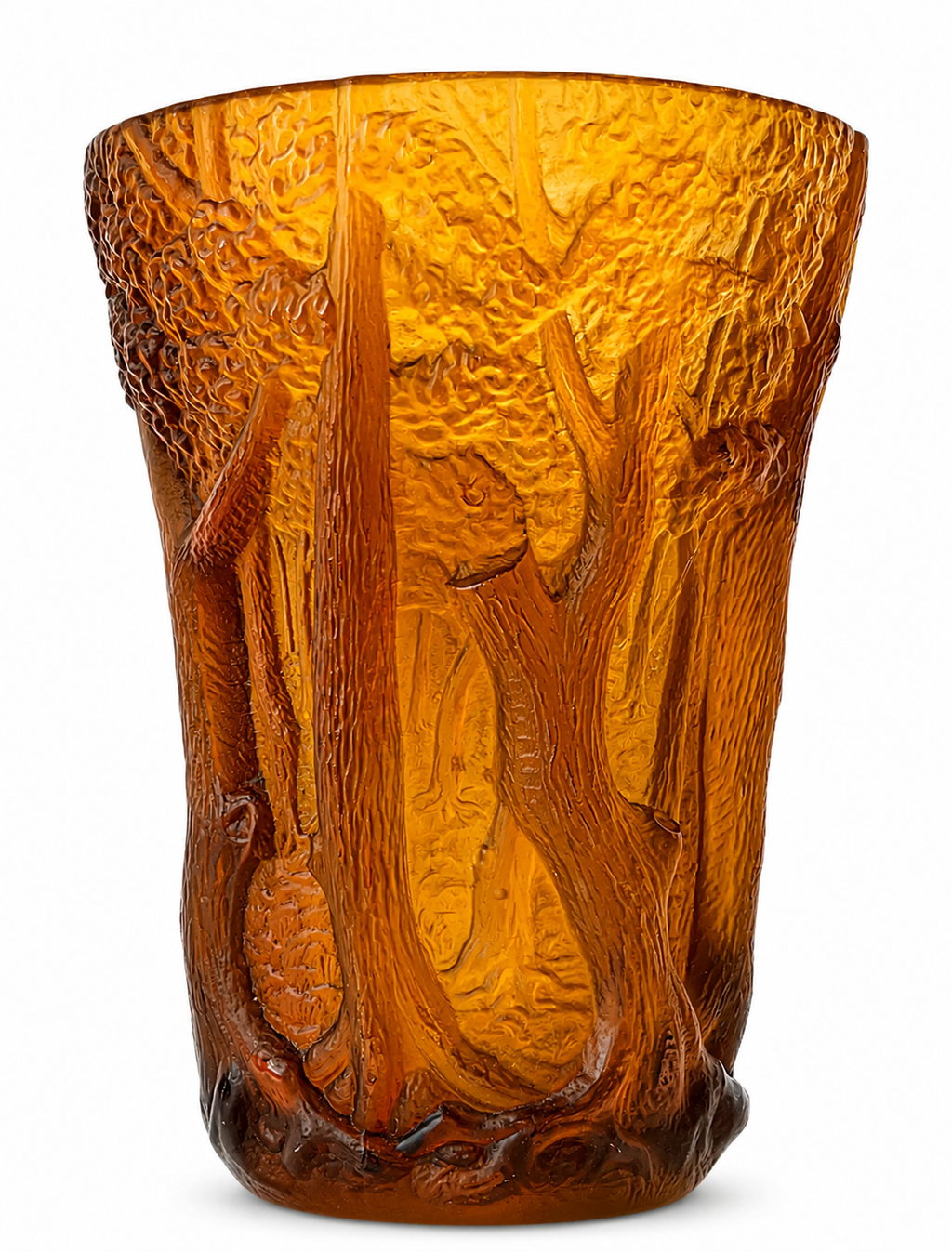 Art Deco Barolac Glass Vase, Josef Inwald Dans La Forêt 11589, Czech Pressed Glass