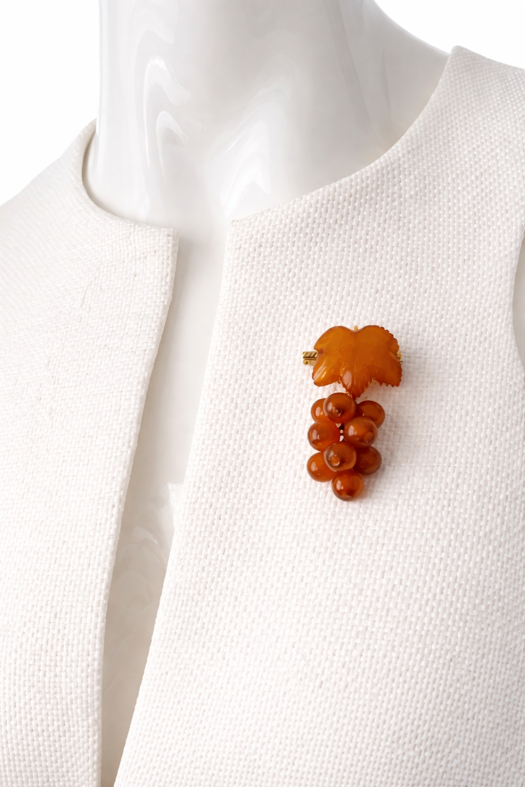 Vintage Baltic Amber Currant Berry Brooch USSR Kaliningrad Honey Amber Pin