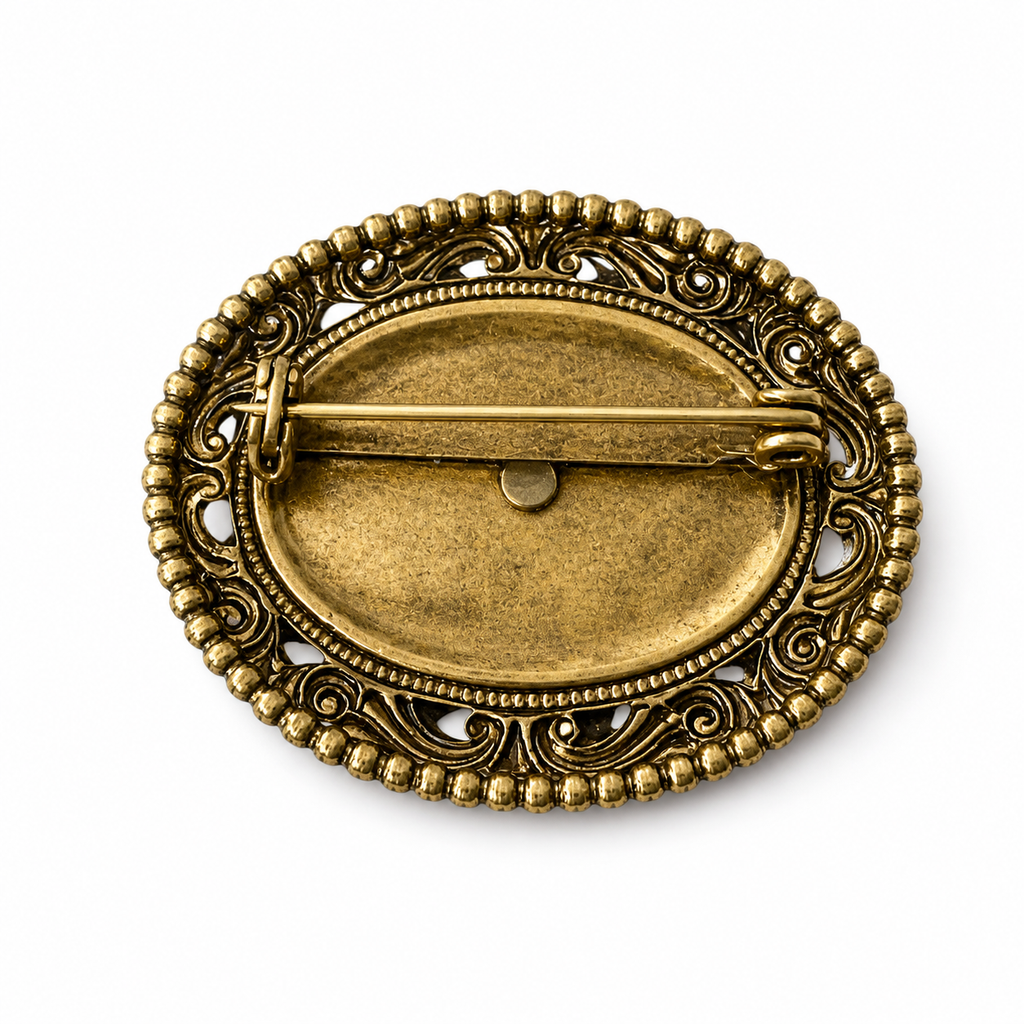 Vintage Miriam Haskell Style Faux Pearl Brooch, Gold Tone Filigree Pin
