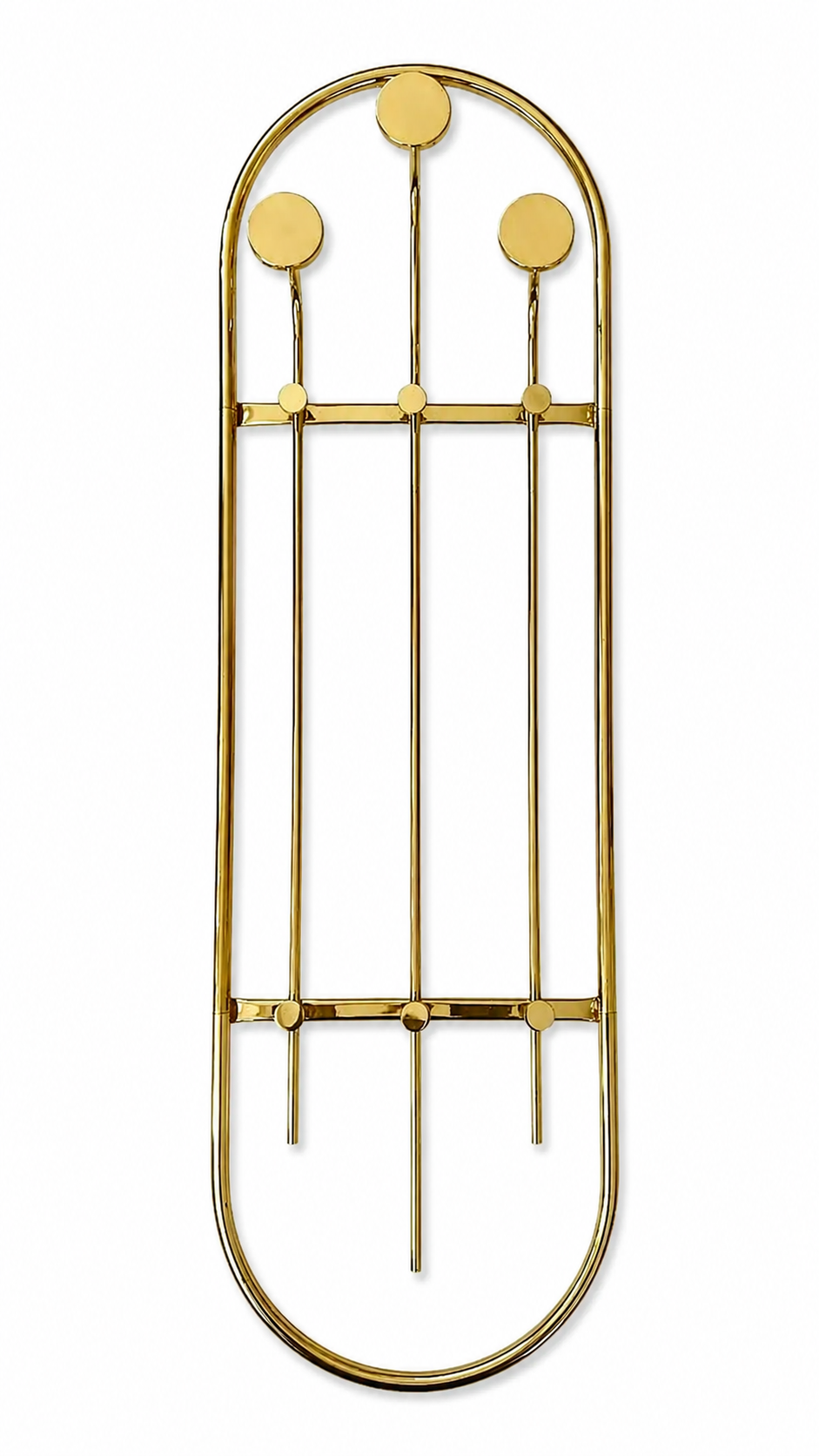 Vintage Brass Wall Mounted Coat Rack, French Mid-Century Modern, 1970s