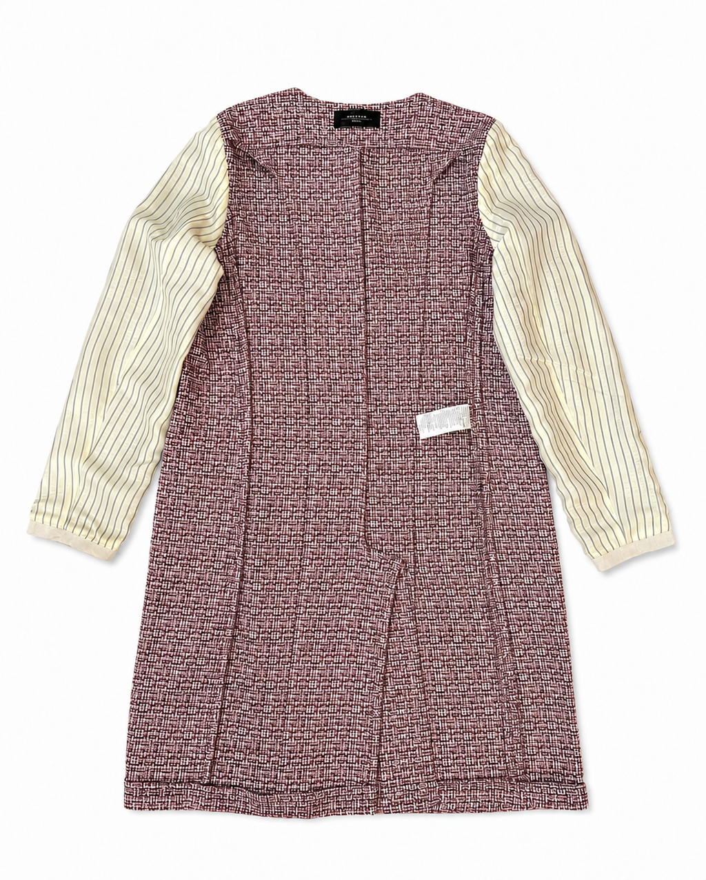 Weekend Max Mara Tweed Coat Jacket Collarless Burgundy Cotton Blend Italy 44 / UK 16