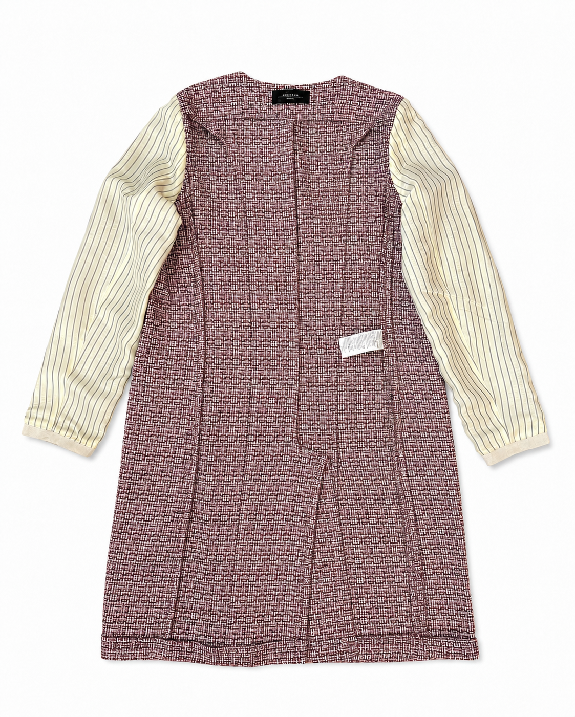 Weekend Max Mara Tweed Coat Jacket Collarless Burgundy Cotton Blend Italy 44 / UK 16