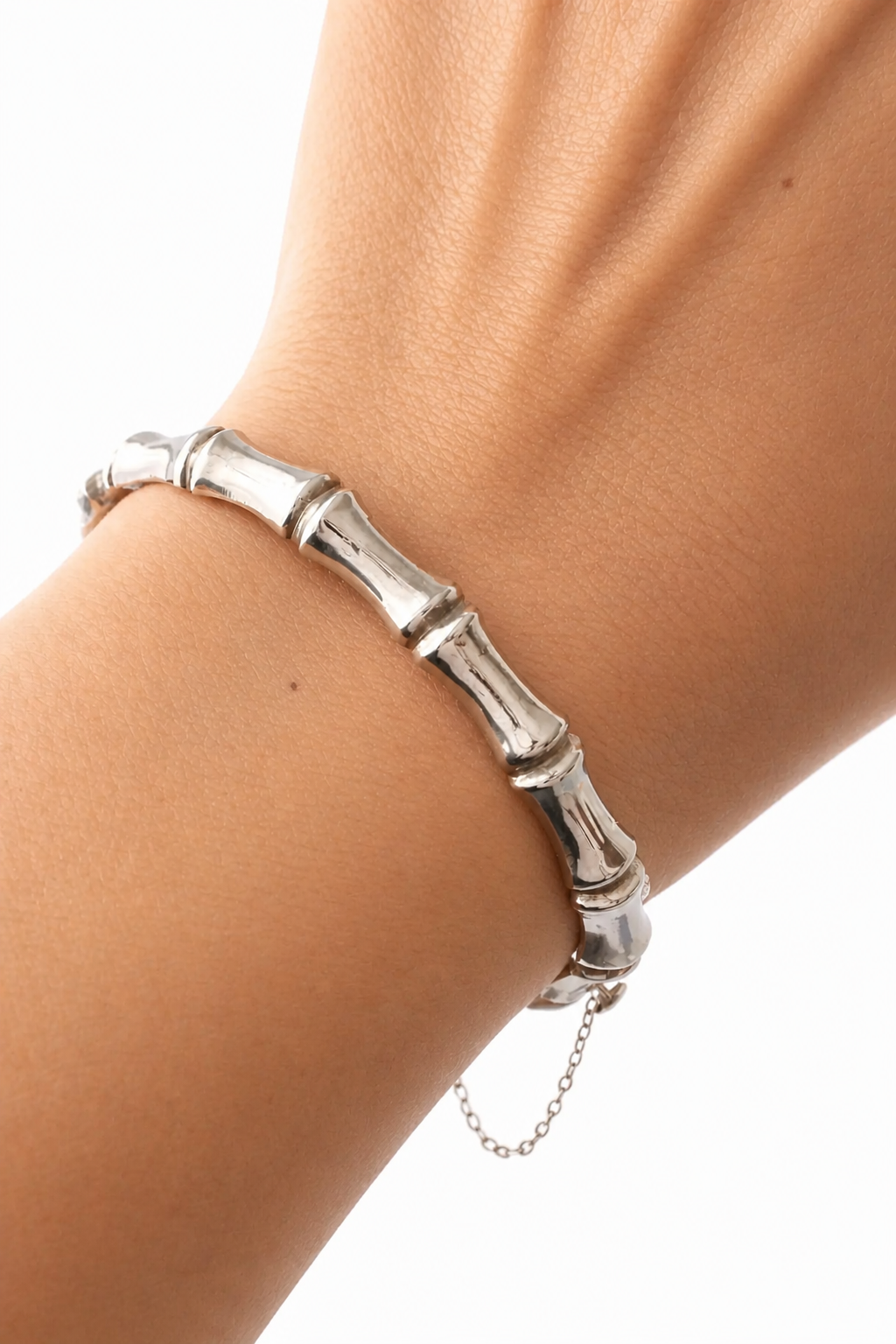 Vintage London Sterling Silver Bamboo Bangle Bracelet
