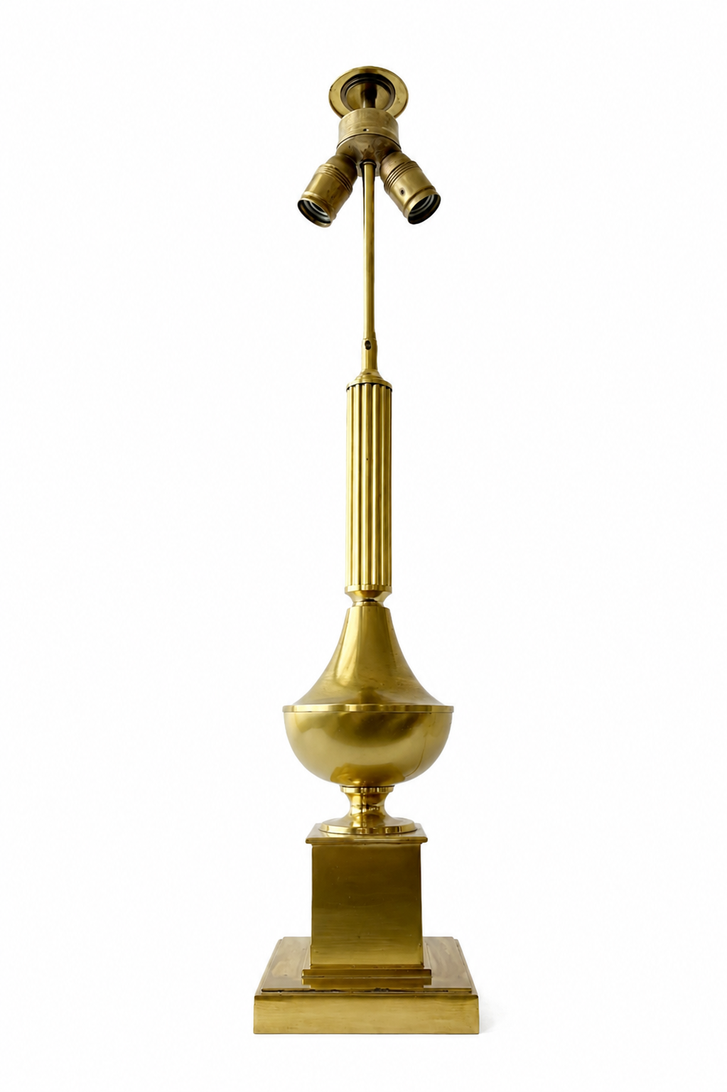 Vintage Mertens Berlin Brass Column Table Lamp, West German Hollywood Regency Lighting