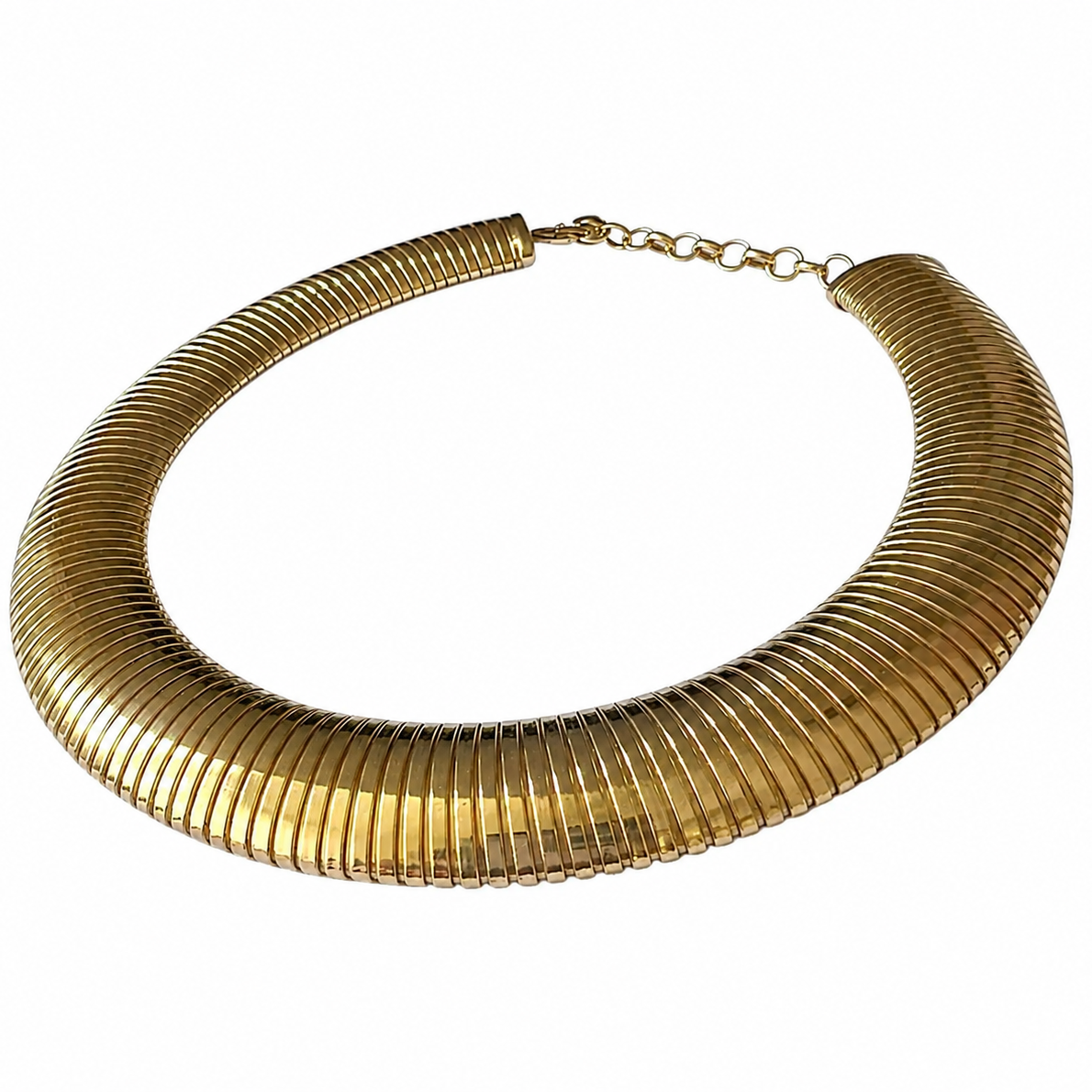 Vintage Christian Dior Omega Choker Necklace Gold Plated Metal Signed Chr. Dior Grosse Boxed