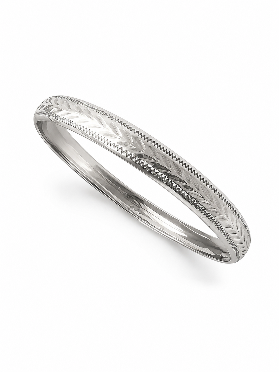 Vintage 835 Silver Chevron Bangle Bracelet.