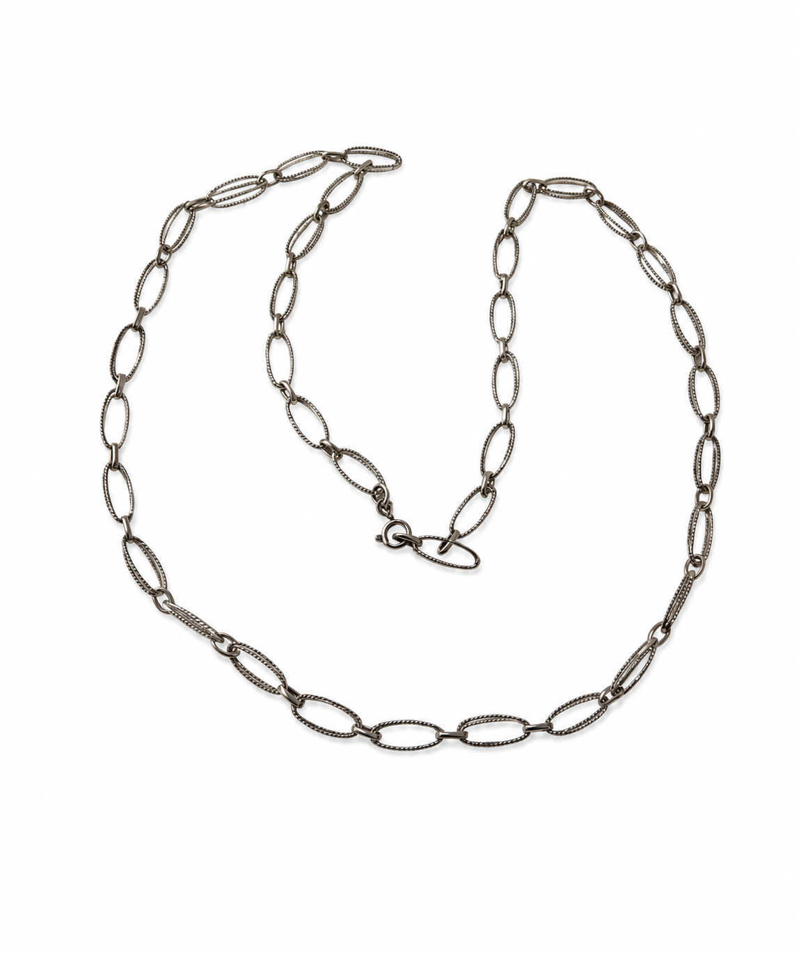 Vintage 835 Silver Oval Link Chain Necklace.