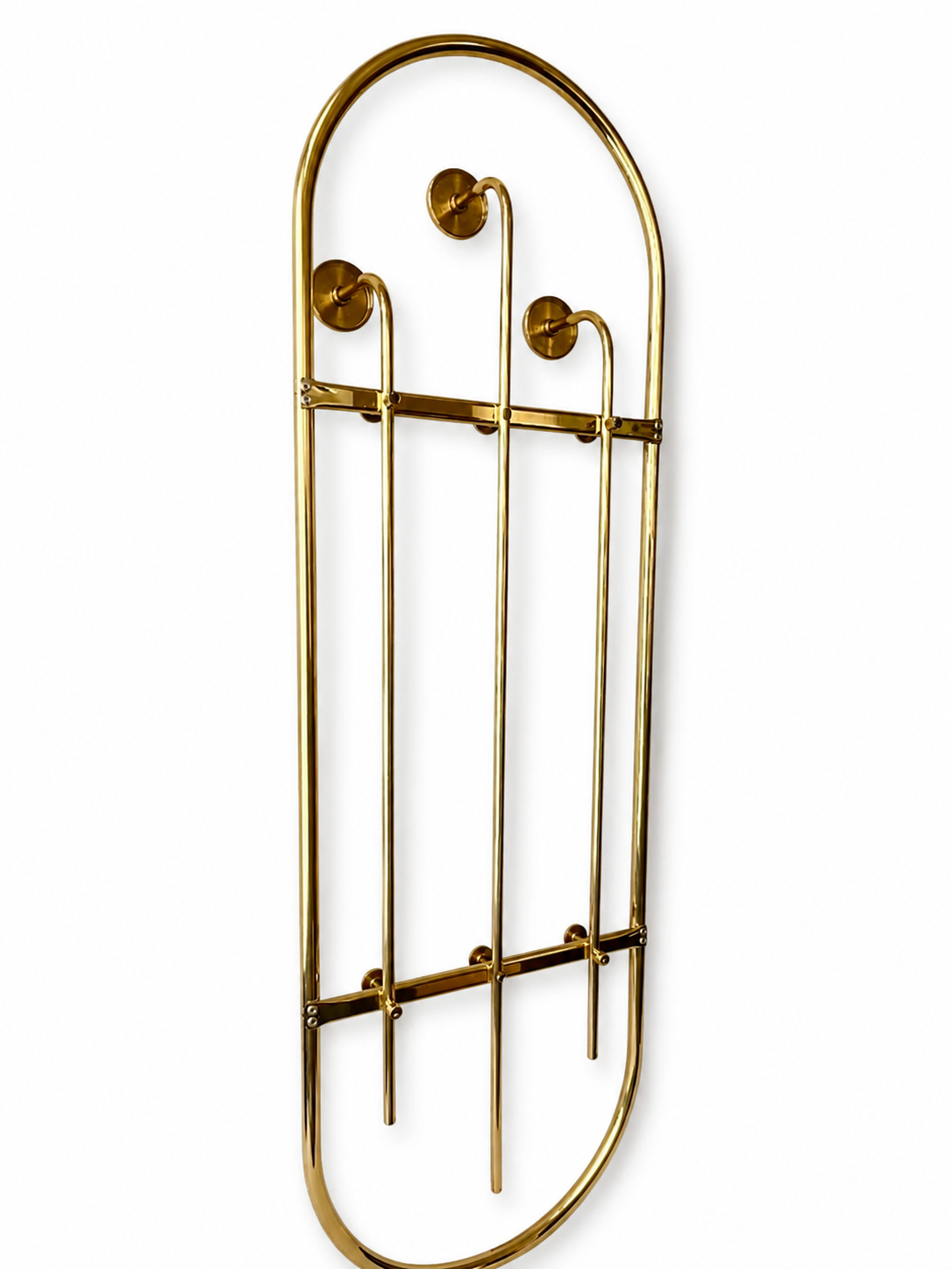 Vintage Brass Wall Mounted Coat Rack, French Mid-Century Modern, 1970s