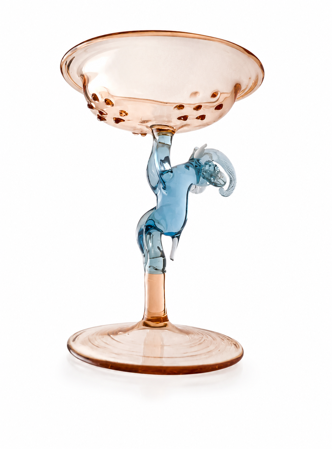 Lauscha Glass Goblet, Early 20th Century Elephant Stem German Art Glass Chalice