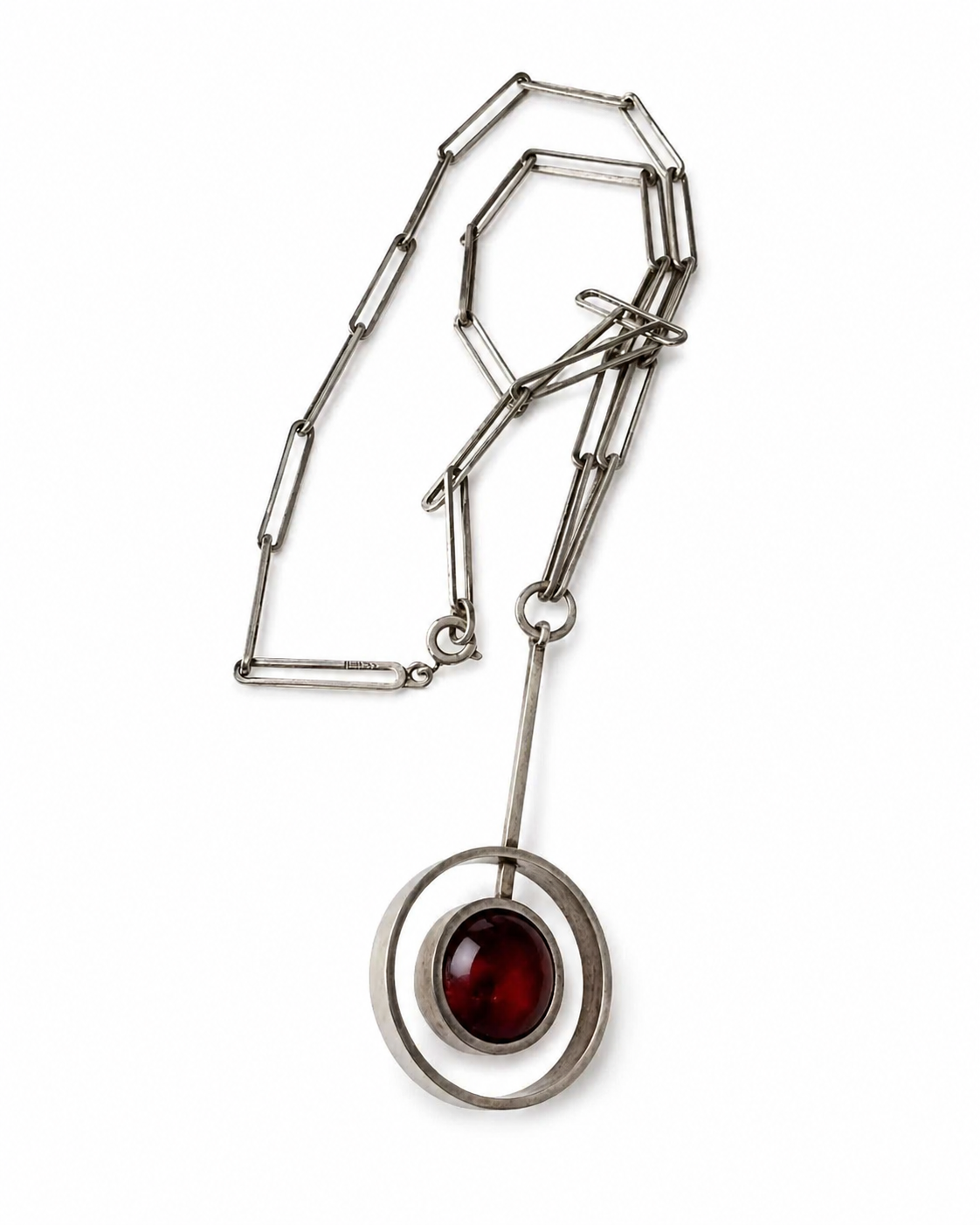 Vintage Niels Erik From Amber Sterling Silver Pendant Necklace Danish Modernist