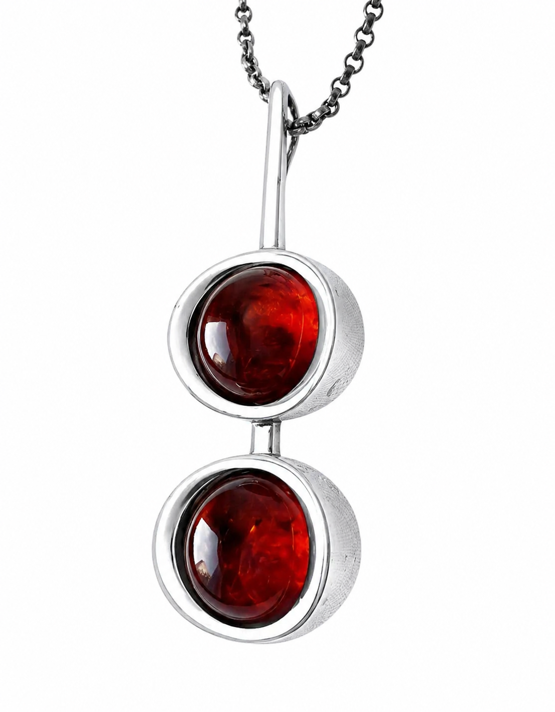 Vintage Baltic Amber Pendant Necklace, Sterling Silver, Danish Modernist, Niels Erik From