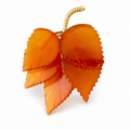 Vintage Baltic Amber Leaf Brooch, Kaliningrad Amber Combine 1980s Gold Plated Pin