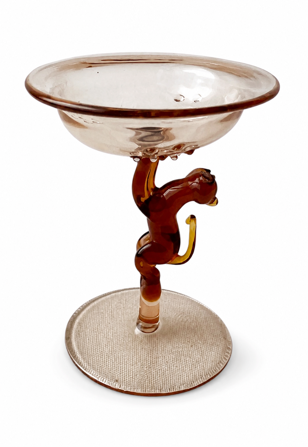 Lauscha Glass Goblet, Early 20th Century Monkey Stem German Art Glass Chalice