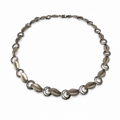 Vintage TEKA 835 Silver Choker Necklace, 1950s Theodor Klotz Leaf Link Necklace