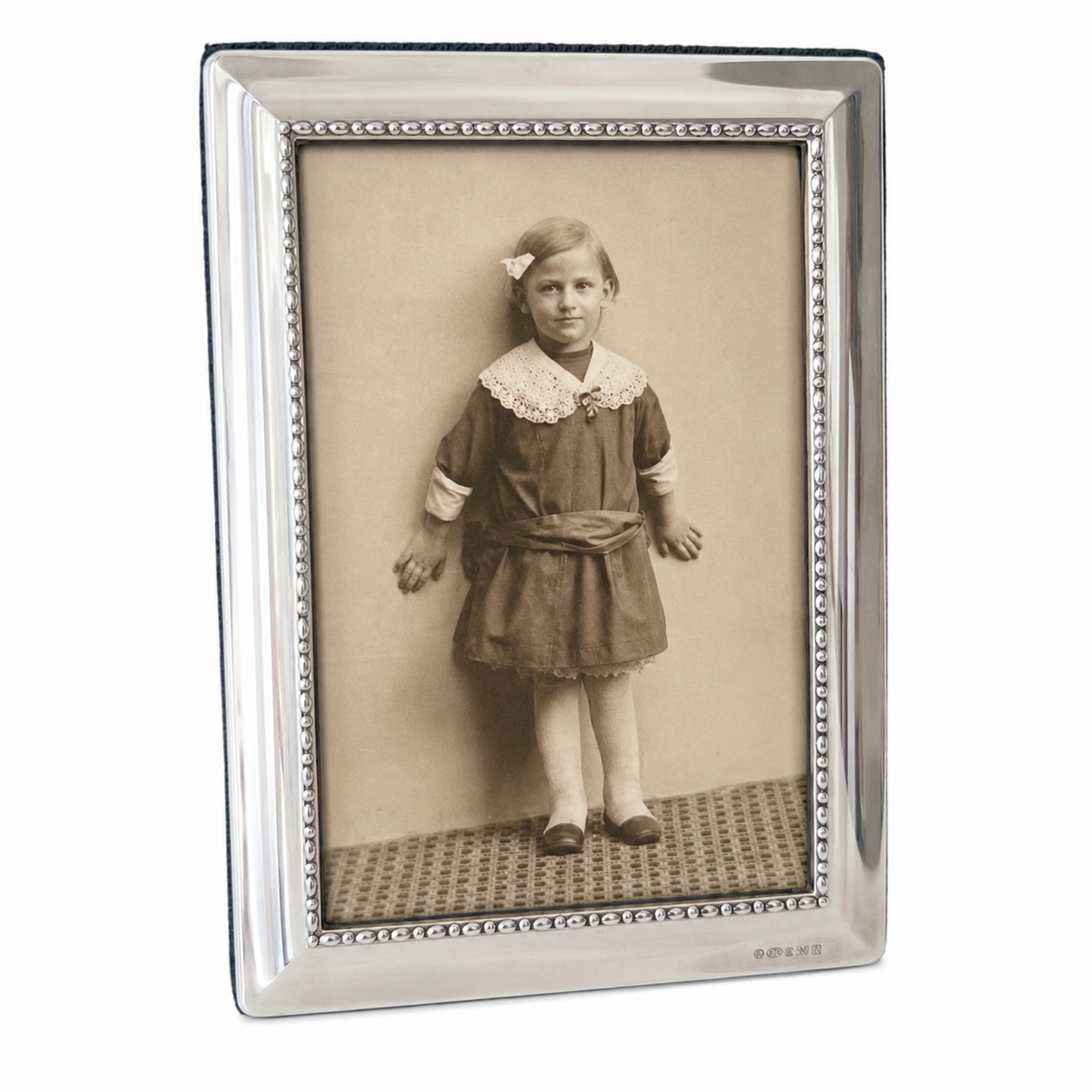 Carrs Sheffield Sterling Silver Photo Frame, 2001 Beaded Border, 13 x 9 cm