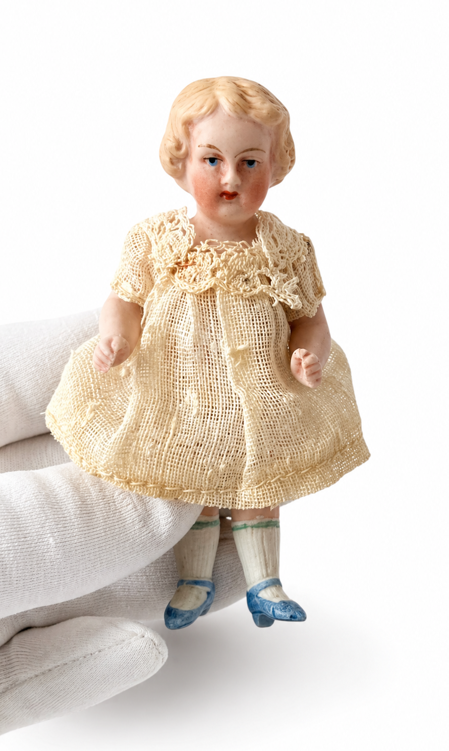Miniature Antique German Bisque Doll.