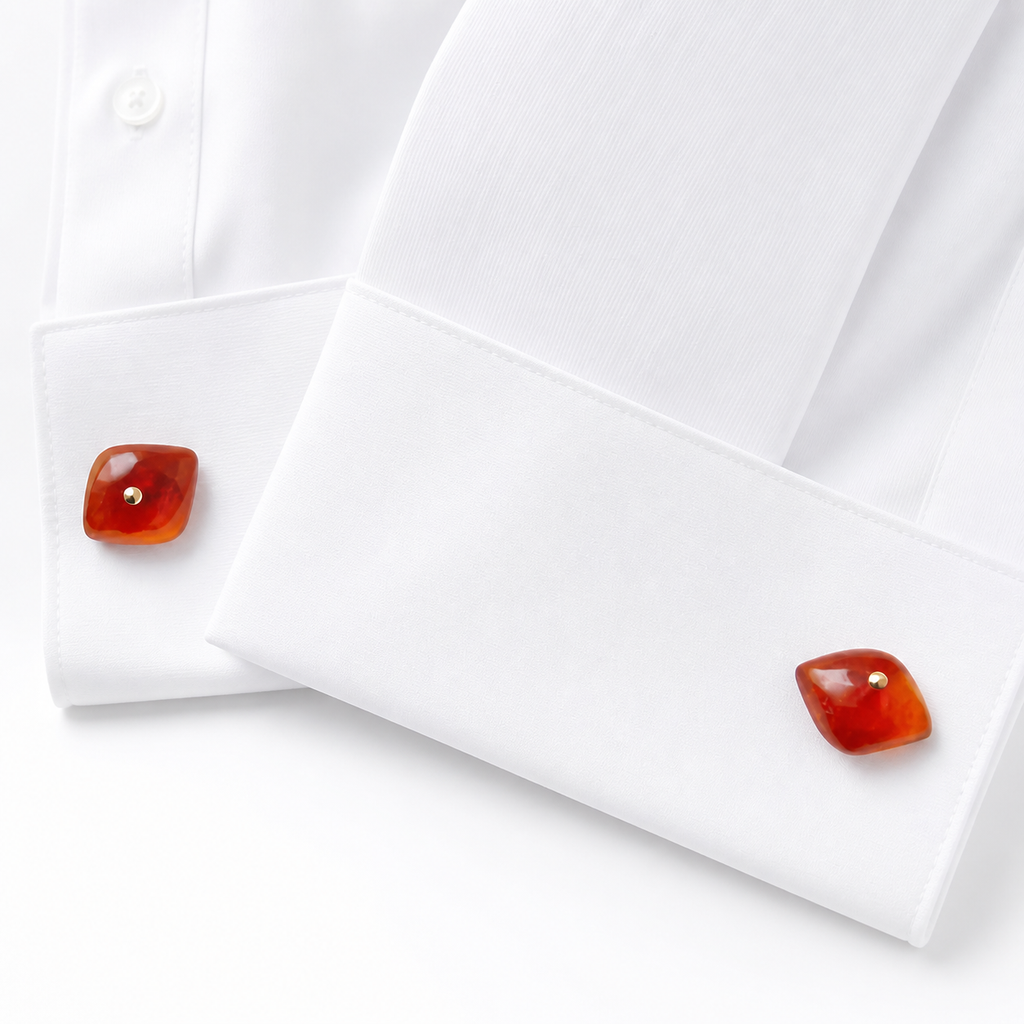 Vintage Pair of Cufflinks with Natural Baltic Amber. Kaliningrad Amber Combine, USSR, 1960s.