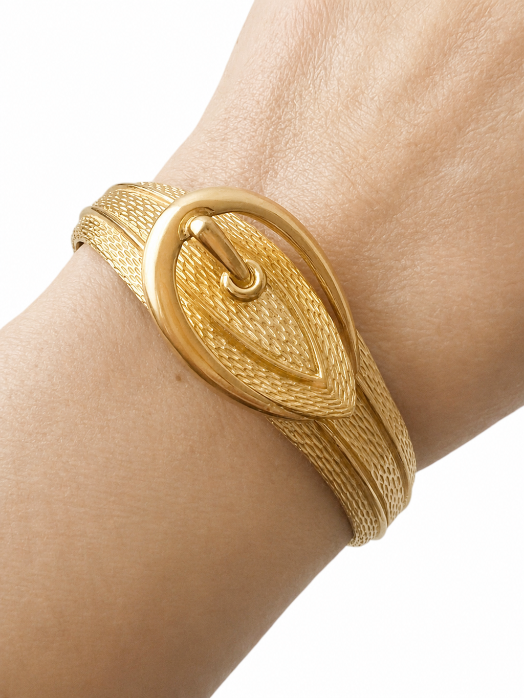 Vintage Avon Gold Tone Belt Clamper Cuff Bracelet
