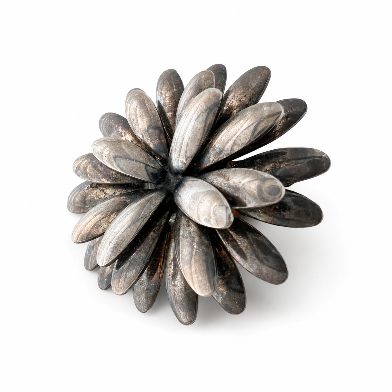 Vintage S. Christian Fogh Sterling Silver Flower Brooch, Danish Denmark Floral Pin