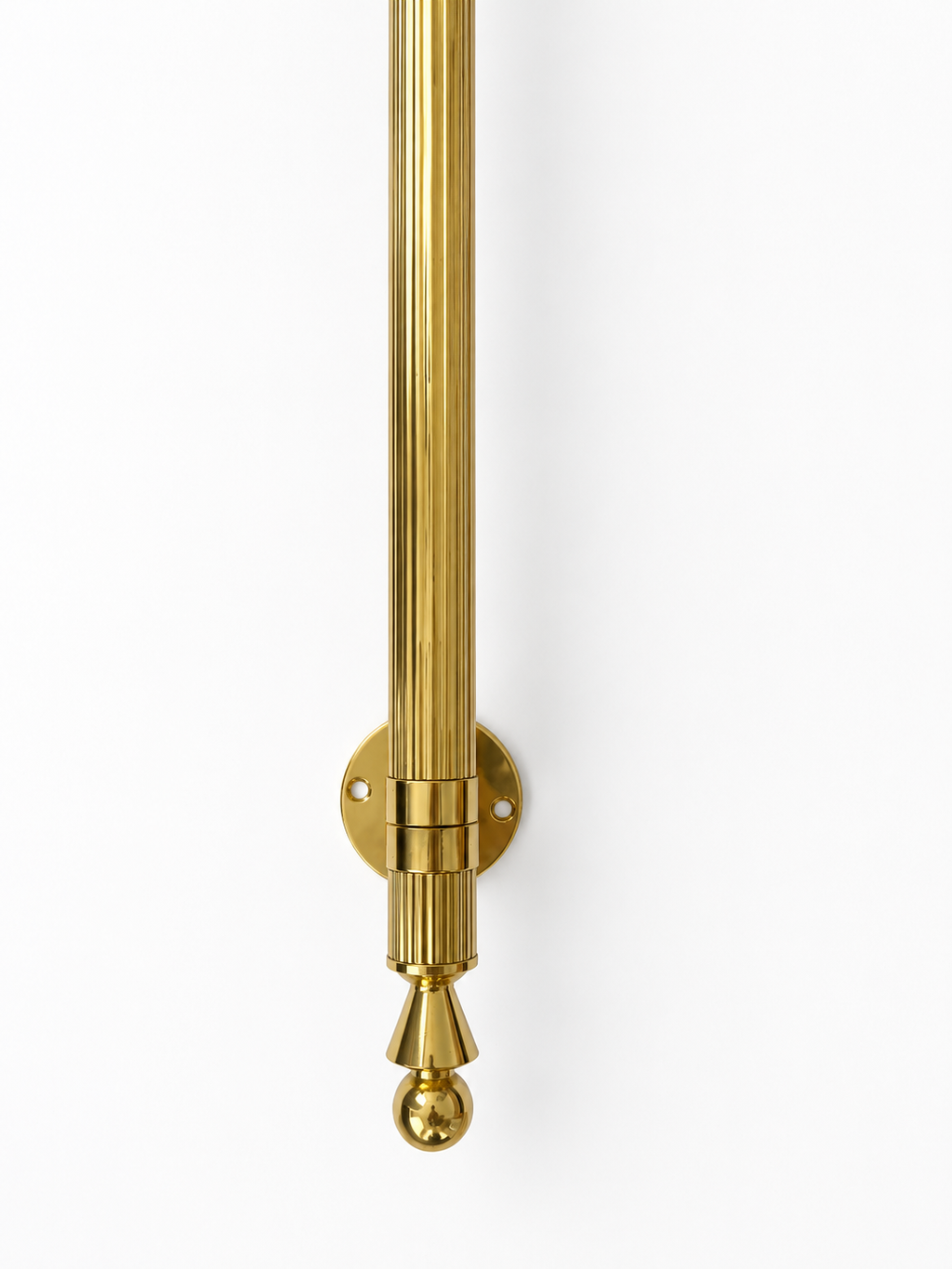 Vintage German Polished Brass Wall Mounted Coat Rack, Mid Century Entryway Hook Rail
