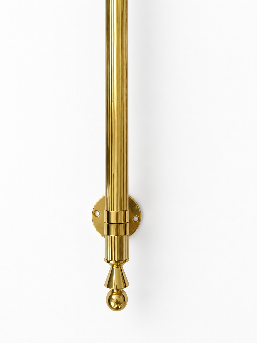 Vintage German Polished Brass Wall Mounted Coat Rack, Mid Century Entryway Hook Rail