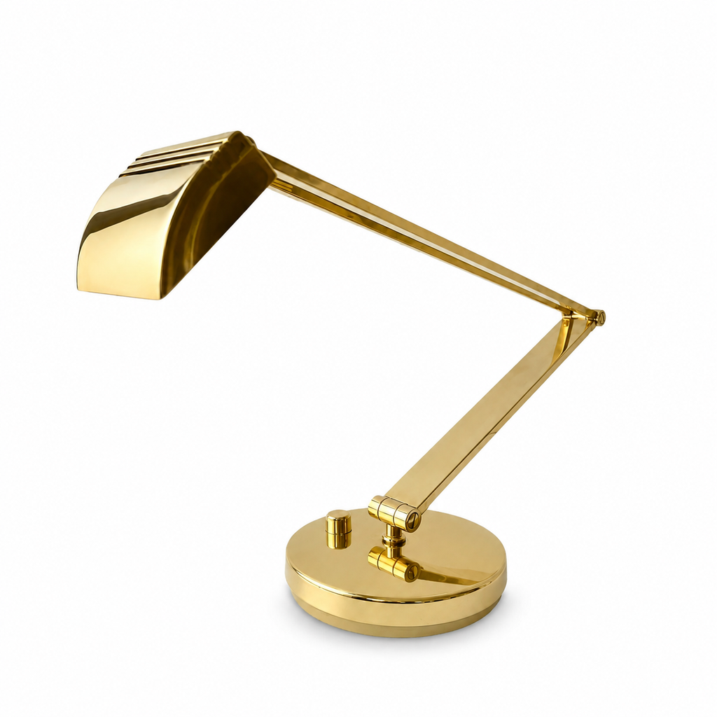 Vintage Hillebrand Brass Desk Lamp, German Adjustable Halogen Architect Lamp, 1970s–1980s