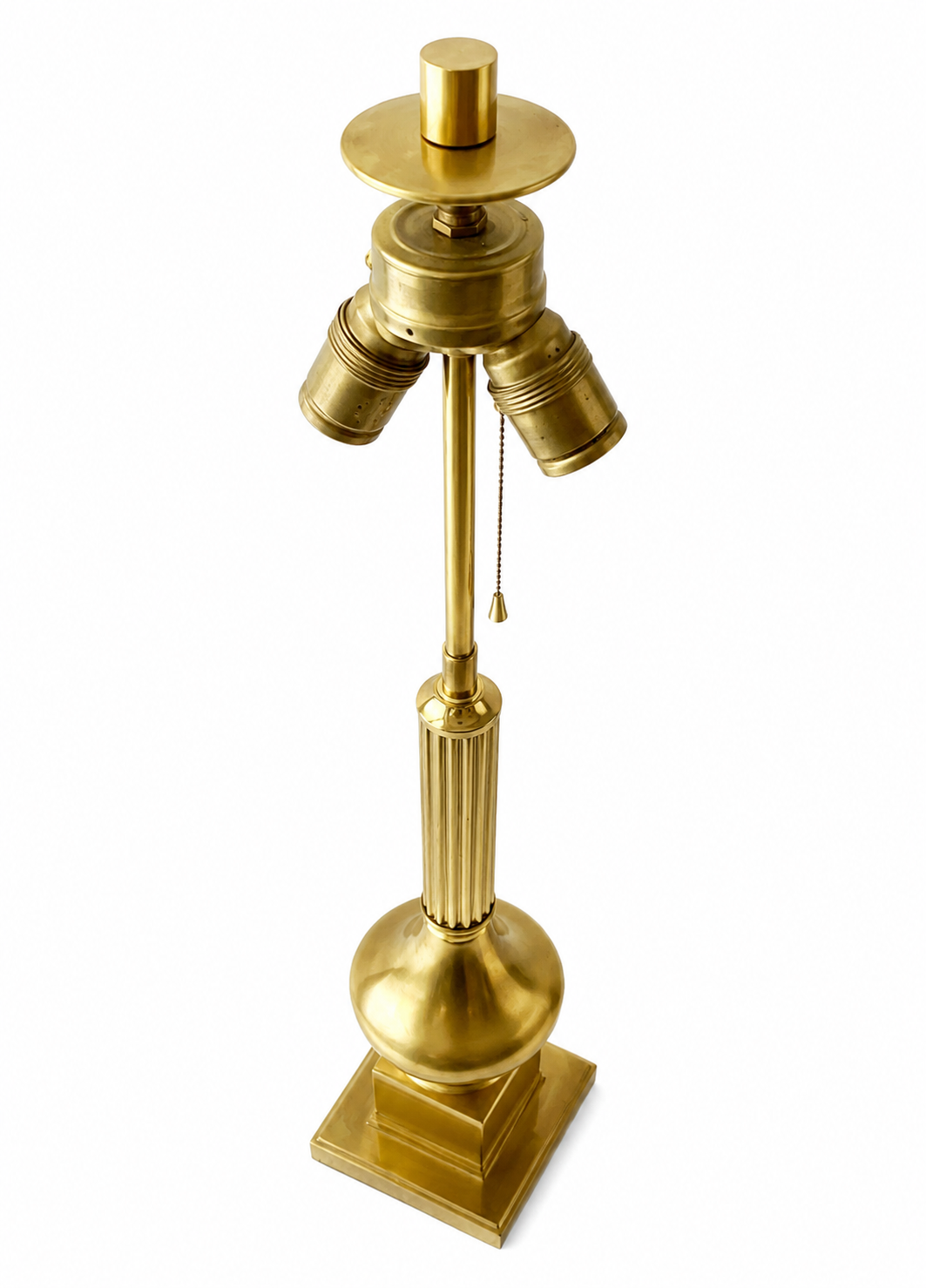 Vintage Mertens Berlin Brass Column Table Lamp, West German Hollywood Regency Lighting