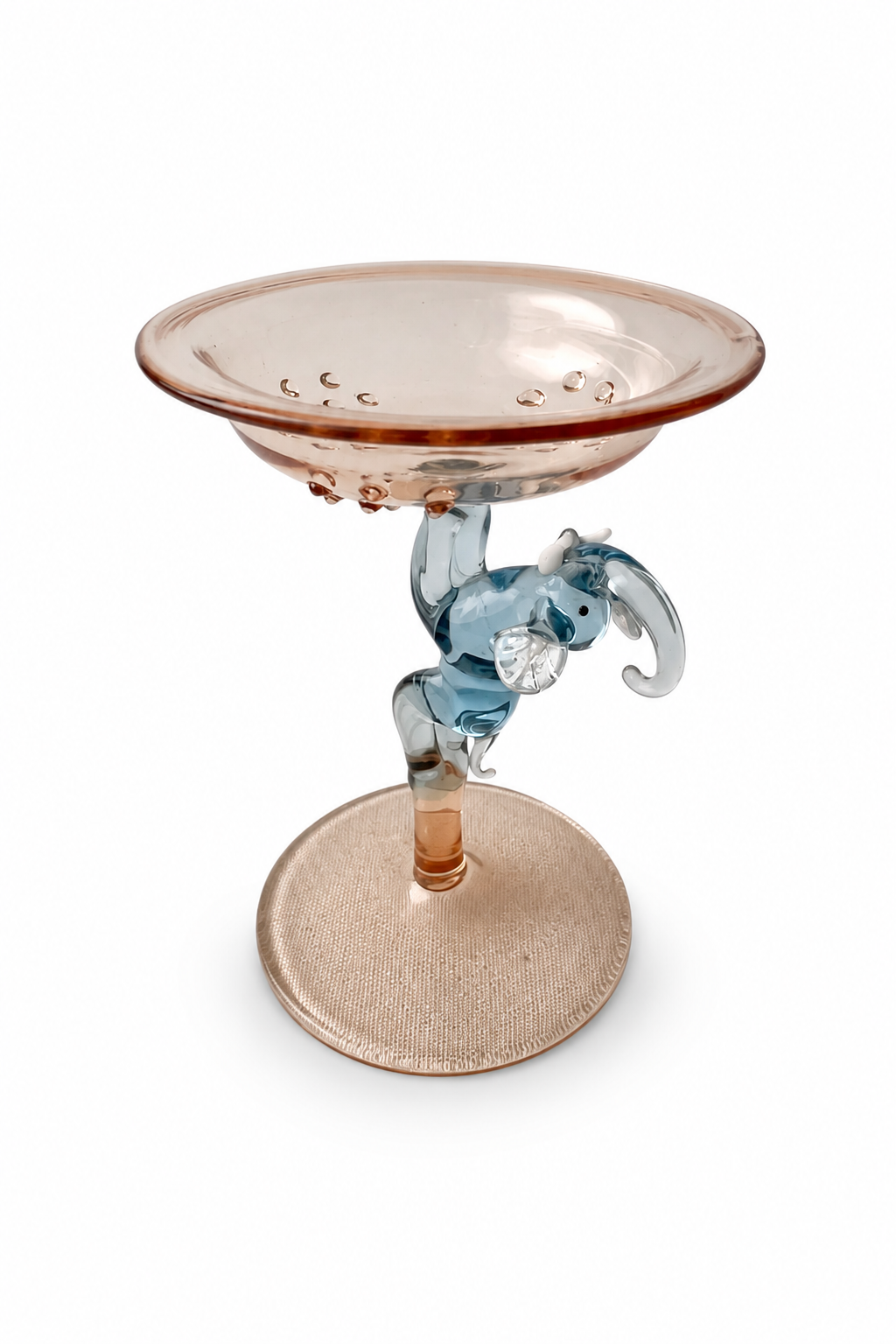 Lauscha Glass Goblet, Early 20th Century Elephant Stem German Art Glass Chalice