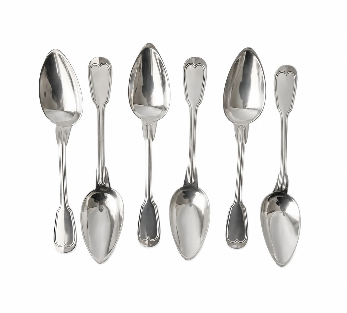 Set of 6 Christofle Silver-Plated Dinner Spoons: Chinon Fiddle Pattern, c.1900 French Elegance