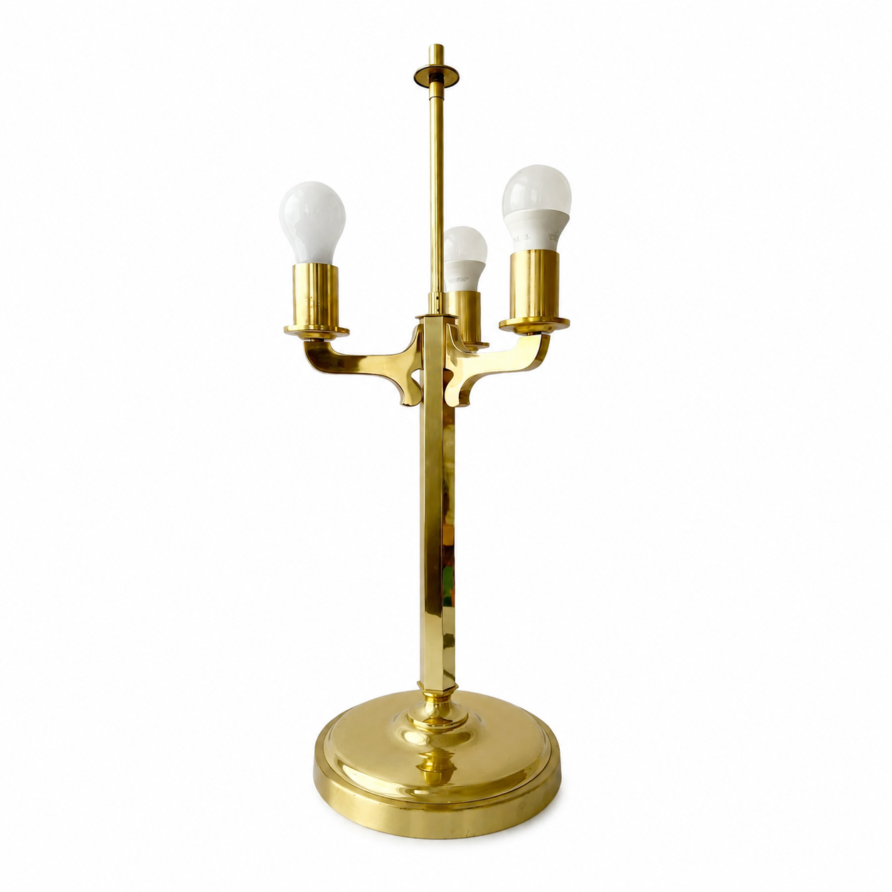 Vintage West German Three Arm Brass Table Lamp, Mid Century Lighting