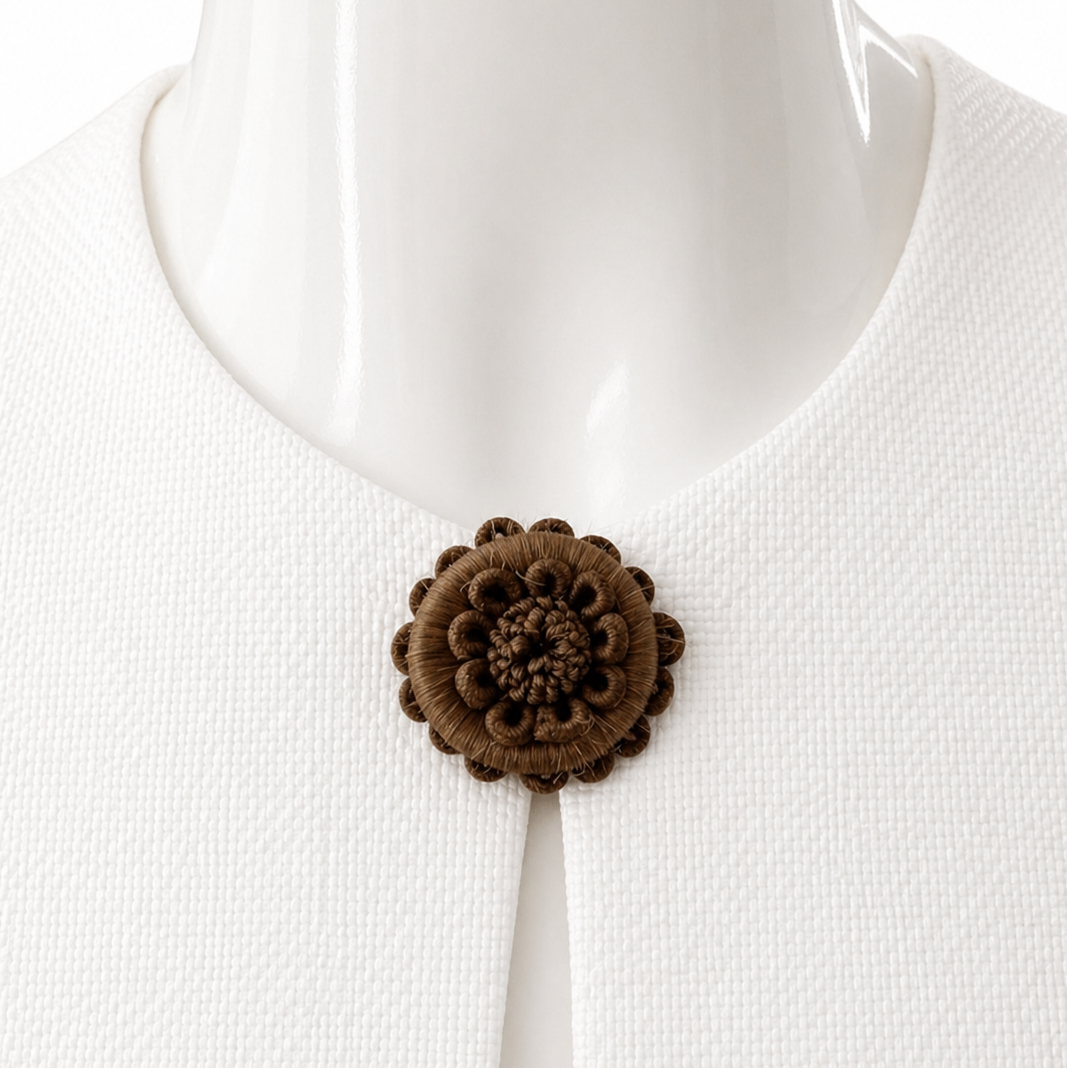 Antique Victorian Hairwork Brooch. ntricate Mourning Jewelry Keepsake.