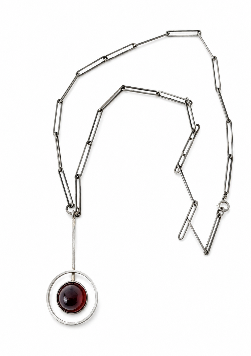 Vintage Niels Erik From Amber Sterling Silver Pendant Necklace Danish Modernist